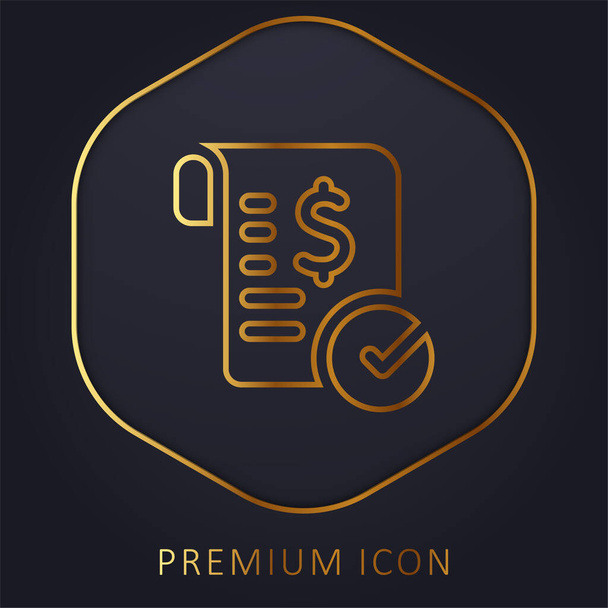 Bill gouden lijn premium logo of pictogram - Vector, afbeelding