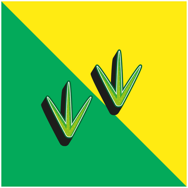 Kuş Yeşil ve Sarı modern 3D vektör simgesi logosu - Vektör, Görsel