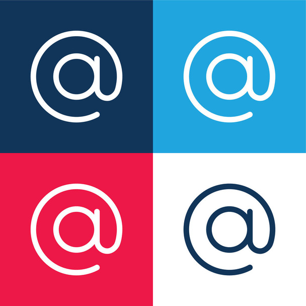 At blue and red four color minimal icon set - Vector, Image