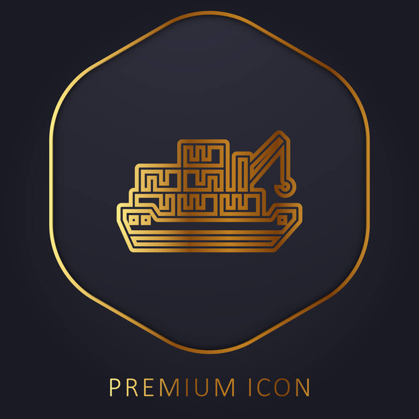 Logo premium de línea dorada de barcaza o icono - Vector, Imagen
