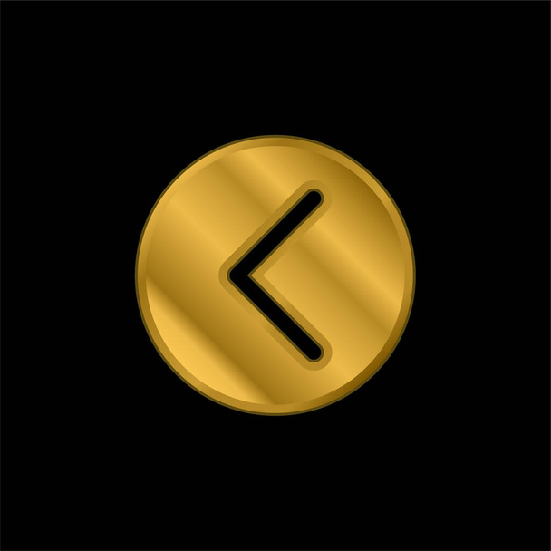Arrow Pointing Left Inside A Circle gold plated metalic icon or logo vector - Vector, Image