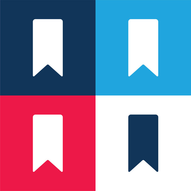 Bookmark blue and red four color minimal icon set - Vector, Image