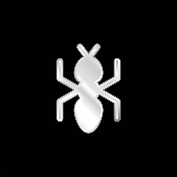 Ant silver plated metallic icon - Vector, Image