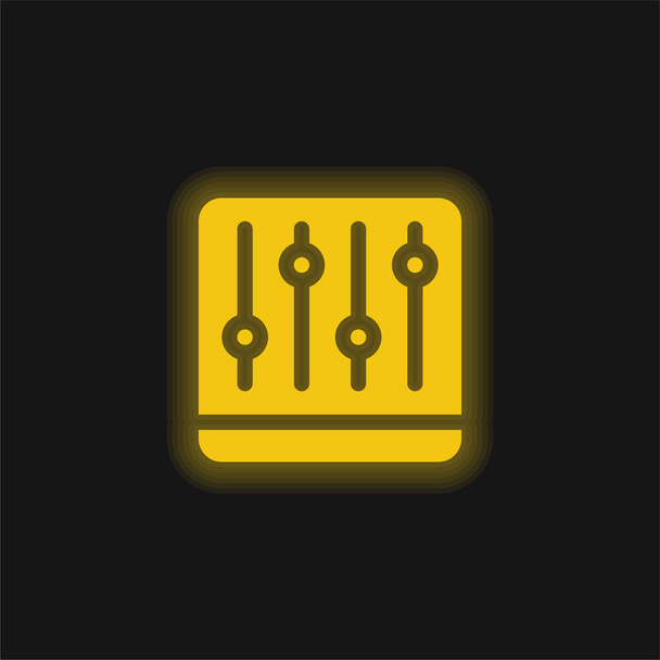 Ajustar amarelo brilhante ícone de néon - Vetor, Imagem
