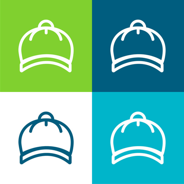 Baby Hat Flat cztery kolory minimalny zestaw ikon - Wektor, obraz