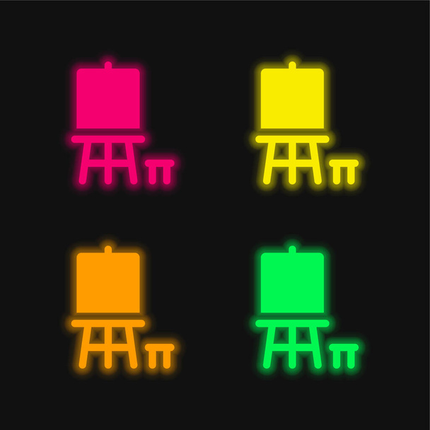 Sztuka cztery kolor świecący neon wektor ikona - Wektor, obraz