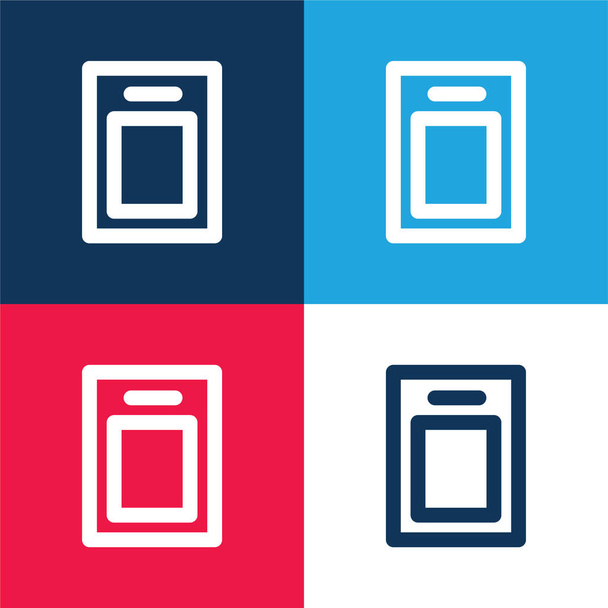ボード青と赤の4色の最小アイコンセット - ベクター画像