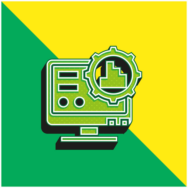 Μεγάλα δεδομένα Πράσινο και κίτρινο σύγχρονο 3d διάνυσμα εικονίδιο λογότυπο - Διάνυσμα, εικόνα
