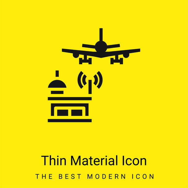 Airport Tower minimális fényes sárga anyag ikon - Vektor, kép