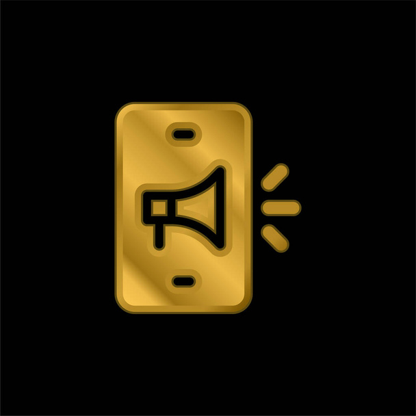 Altın kaplama metalik simge veya logo vektörü reklamı - Vektör, Görsel