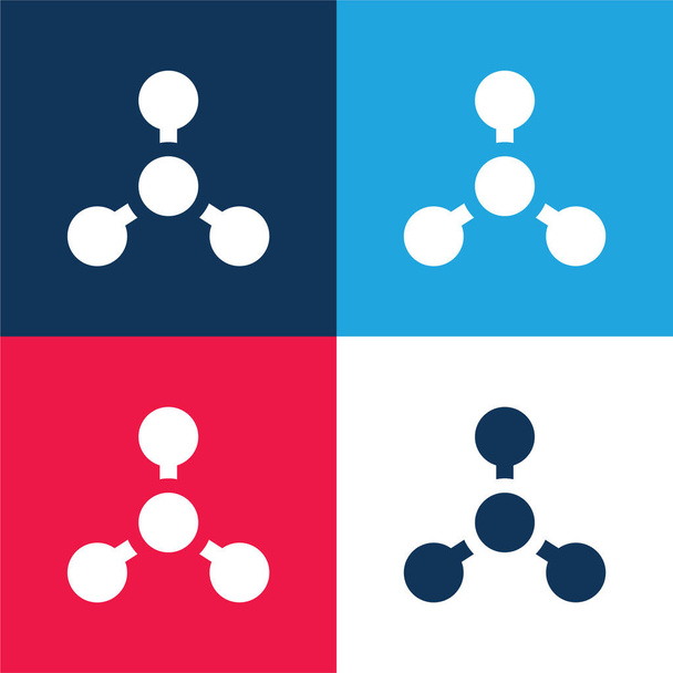 Biología azul y rojo conjunto de iconos mínimo de cuatro colores - Vector, Imagen