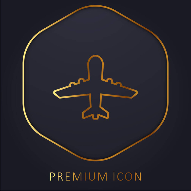 Airplane Upward golden line premium logo or icon - Vector, Image