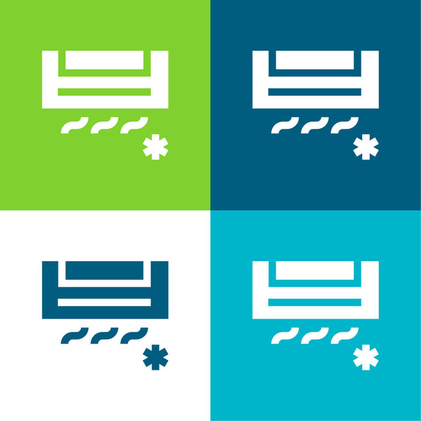 Aire acondicionado Piso de cuatro colores mínimo icono conjunto - Vector, Imagen