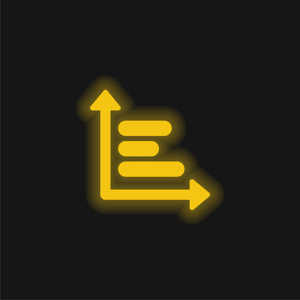 Analiza Wykres żółty świecący neon ikona - Wektor, obraz