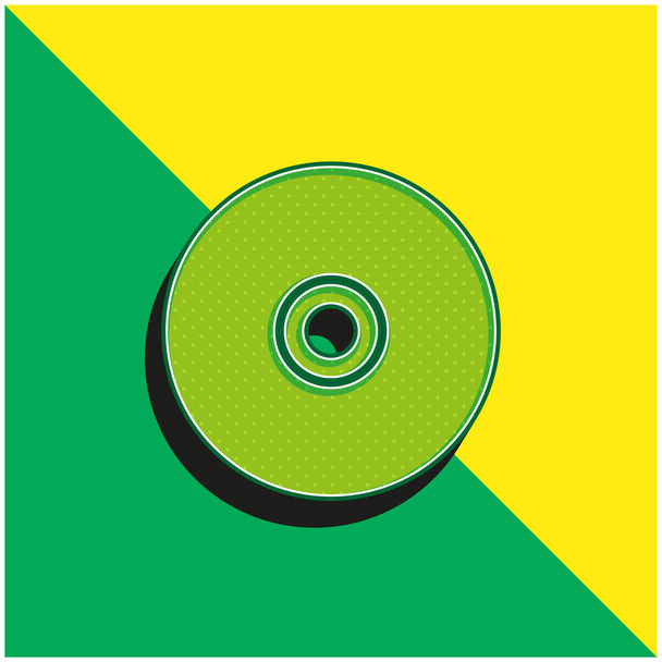 Black Compact Disc Green and yellow modern 3d vector icon - Вектор, зображення