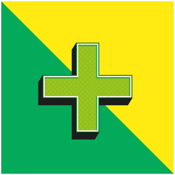 Λειτουργία προσθήκης Πράσινο και κίτρινο σύγχρονο λογότυπο 3d διάνυσμα εικονίδιο - Διάνυσμα, εικόνα