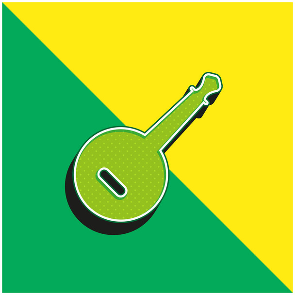 Banjo Greenと黄色の現代的な3Dベクトルアイコンのロゴ - ベクター画像