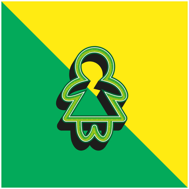 Bébé fille contour vert et jaune moderne icône vectorielle 3d logo - Vecteur, image