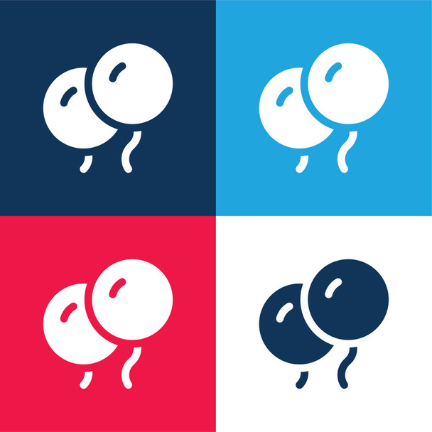 Ballon bleu et rouge quatre couleurs minimum jeu d'icônes - Vecteur, image
