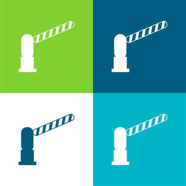 Barrera Open Flat conjunto de iconos mínimo de cuatro colores - Vector, Imagen