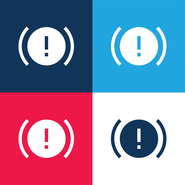 Тревога синий и красный четыре цвета минимальный набор значков - Вектор,изображение