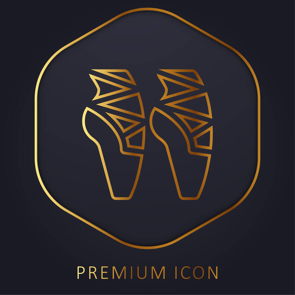 Ballet golden line premium logo or icon - Vector, Image