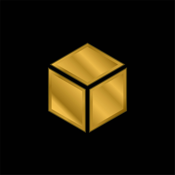 Altın kaplamalı metalik simge veya logo vektörünü engelle - Vektör, Görsel