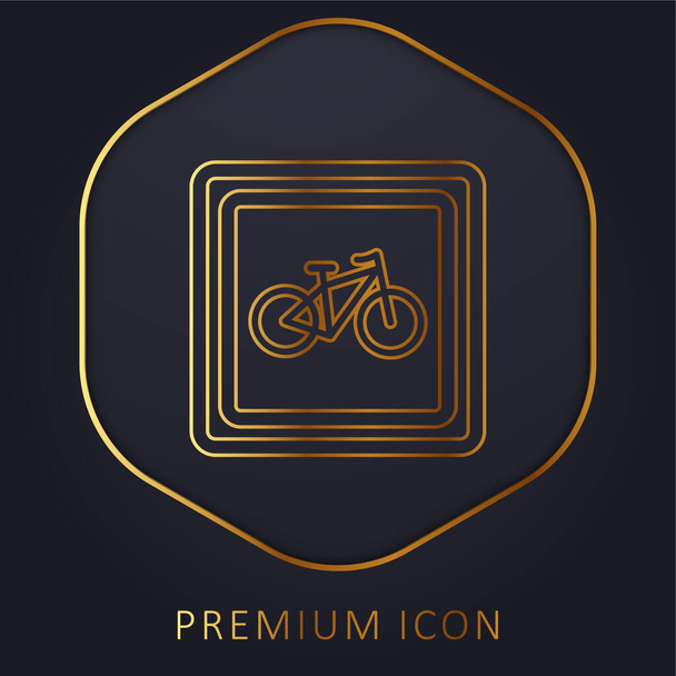 Bike Parking Σήμα χρυσή γραμμή πριμοδότηση λογότυπο ή εικονίδιο - Διάνυσμα, εικόνα