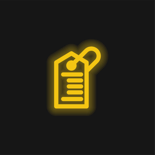 バーコードタグ黄色輝くネオンアイコン - ベクター画像