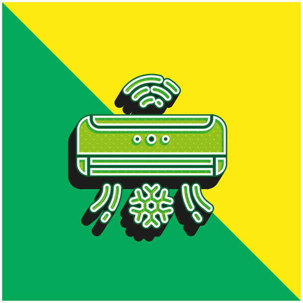 Air Conditioner Groen en geel modern 3D vector icoon logo - Vector, afbeelding
