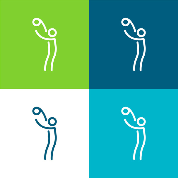 Ball On Stick Man Arms Flat four color minimal icon set - Vector, Image