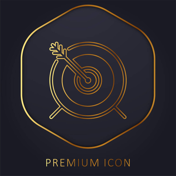 Tiro con l'arco linea dorata logo premium o icona - Vettoriali, immagini