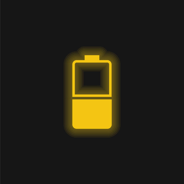 Icona al neon luminoso giallo batteria - Vettoriali, immagini