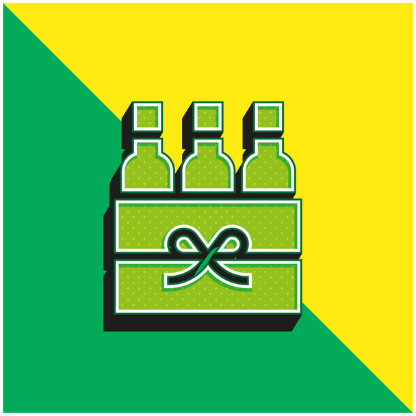 Beer Box Vihreä ja keltainen moderni 3d vektori kuvake logo - Vektori, kuva