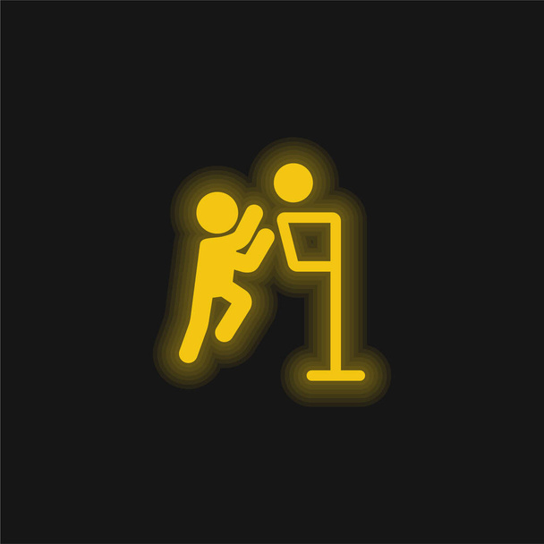 Basketball Champion yellow glowing neon icon - Vector, Image