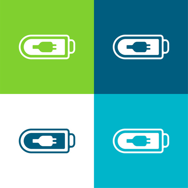 Símbolo vazio de bateria Conjunto de ícones mínimos de quatro cores plano - Vetor, Imagem