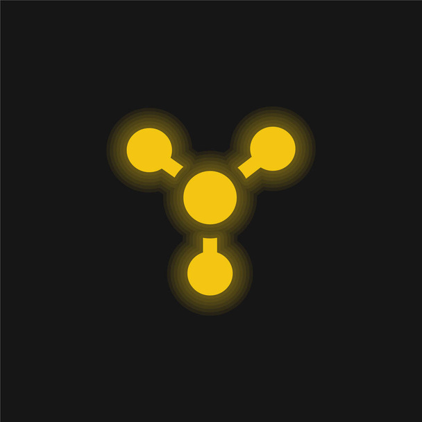 Atom żółty świecący neon ikona - Wektor, obraz
