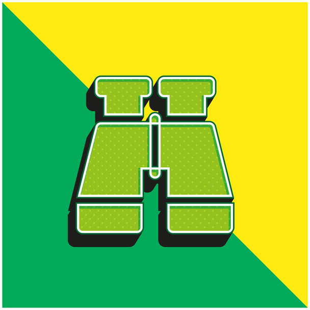 Verrekijker Groen en geel modern 3D vector icoon logo - Vector, afbeelding