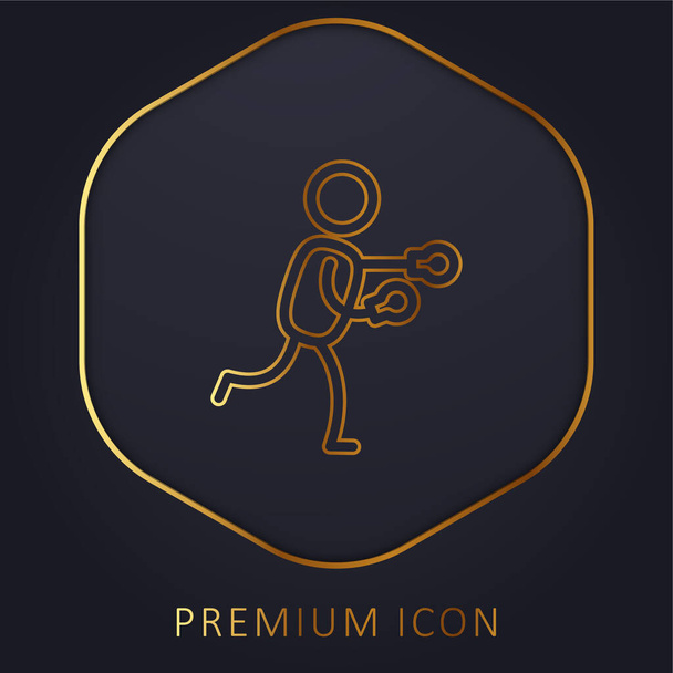 Boxer χρυσό λογότυπο γραμμή πριμοδότηση ή εικονίδιο - Διάνυσμα, εικόνα