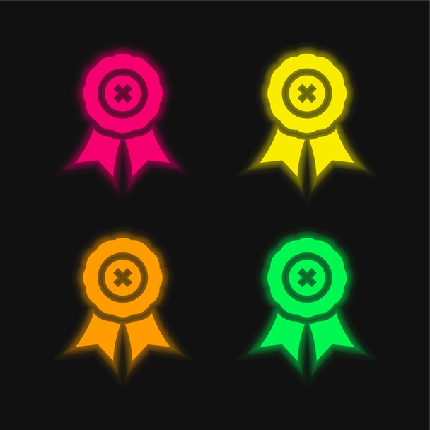 Bad Review négy szín izzó neon vektor ikon - Vektor, kép