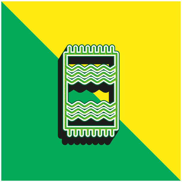 Toalla de playa verde y amarillo moderno vector 3d icono del logotipo - Vector, Imagen