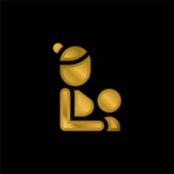 Breastfeeding gold plated metalic icon or logo vector - Vector, Image