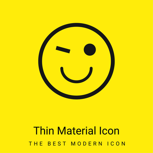 Blink Emoticon Face minimal bright yellow material icon - Vector, Image