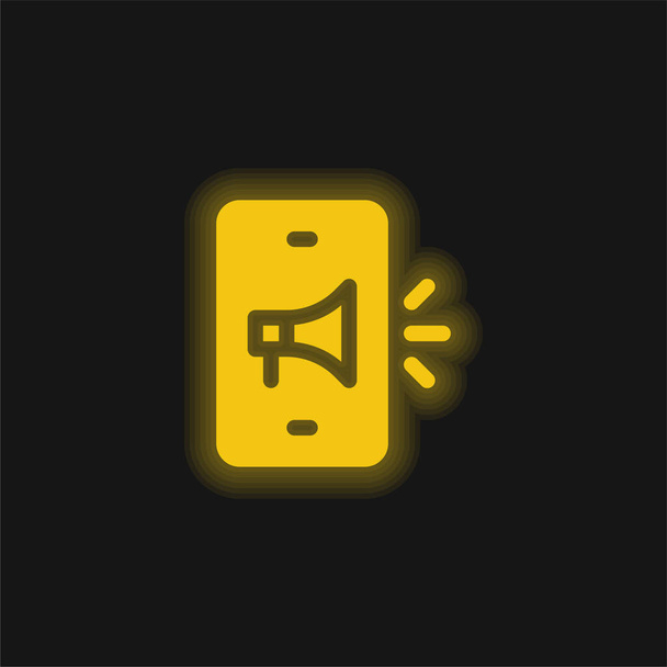Advertising yellow glowing neon icon - Vector, Image