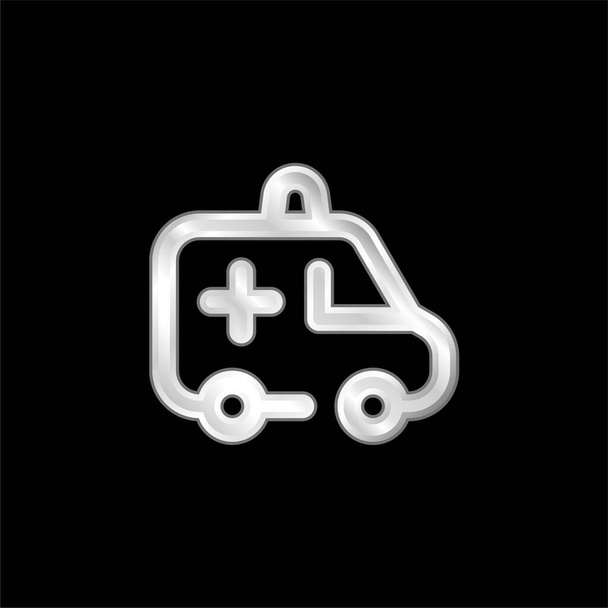 Ambulance silver plated metallic icon - Vector, Image