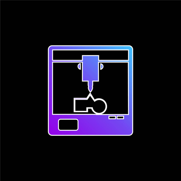 3d Printer In A Square Of A Window blue gradient vector icon - Vector, Image