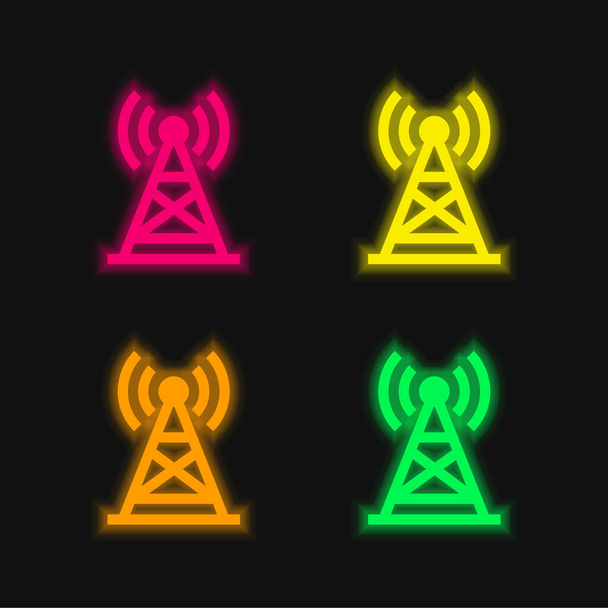 Antenni nelivärinen hehkuva neon vektori kuvake - Vektori, kuva