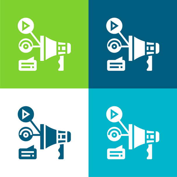 Hirdetés Lapos négy szín minimális ikon készlet - Vektor, kép