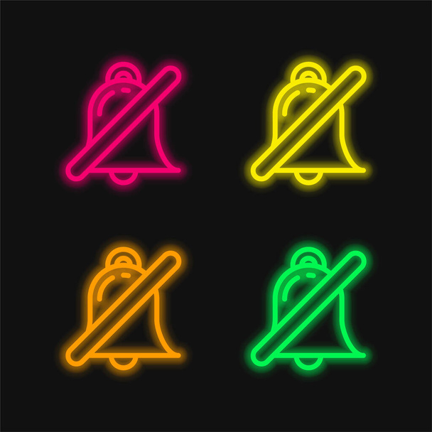 Alarm vier Farbe leuchtenden Neon-Vektor-Symbol - Vektor, Bild