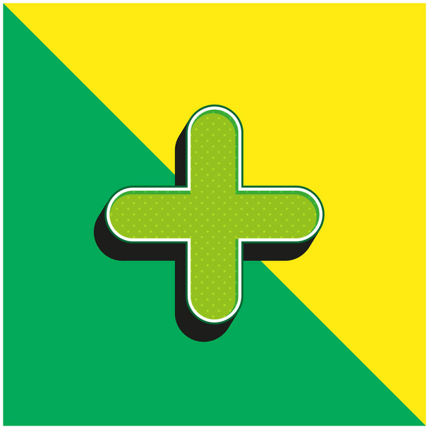 Grünes und gelbes modernes 3D-Vektorsymbol-Logo hinzufügen - Vektor, Bild